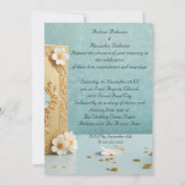 Elegant Wedding Book Blue White Gold Flowers 招待状 (裏面)