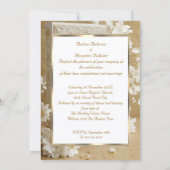 Elegant Wedding Book Gold Heart Lace White Flowers 招待状 (裏面)