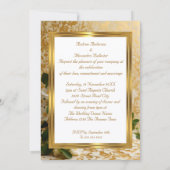 Elegant Wedding Book Gold Heart White Flowers 招待状 (裏面)