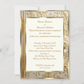 Elegant Wedding Book Ornate Gold White Floral 招待状 (裏面)