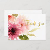 Elegant Wedding Bridal Floral Flat Thank You Card エンクロージャーカード (正面/裏面)