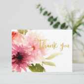 Elegant Wedding Bridal Floral Flat Thank You Card エンクロージャーカード (スタンド正面)