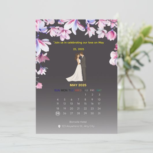 Elegant Wedding Calendar Invitation 招待状 (スタンド正面)