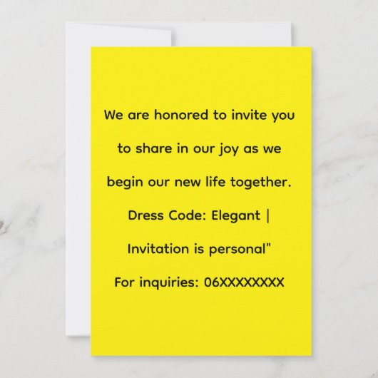 Elegant Wedding Calendar Invitation 招待状 (裏面)