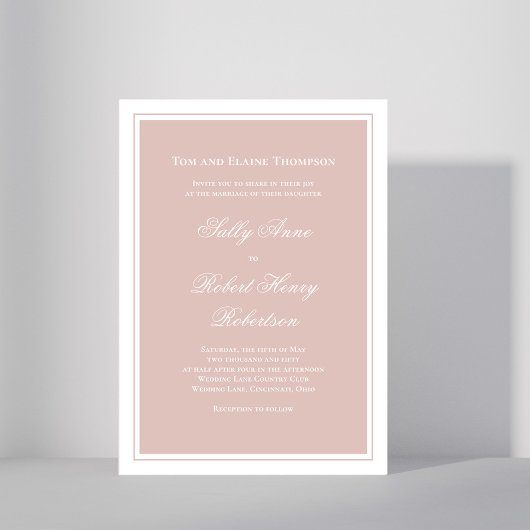 Elegant Wedding Calligraphy Blush Pink Script  招待状