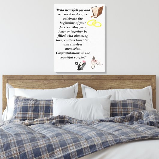 Elegant Wedding Card – Chic Black Heels with Pink  キャンバスプリント (インサイチュ (寝室))