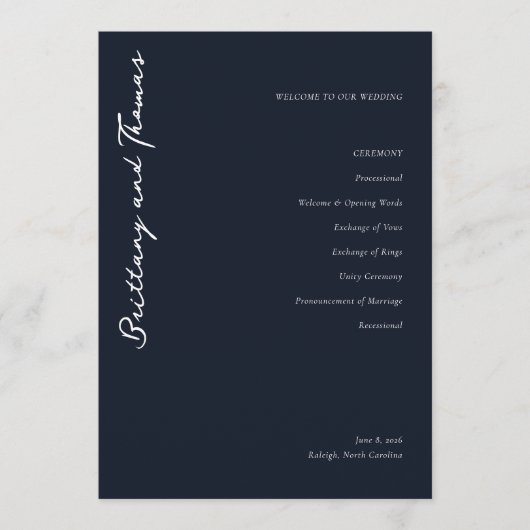 Elegant Wedding Ceremony Program プログラム (正面)