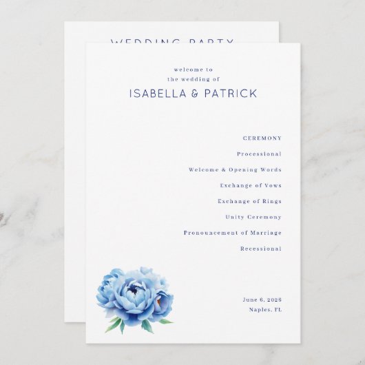 Elegant Wedding Ceremony Program プログラム (正面/裏面)