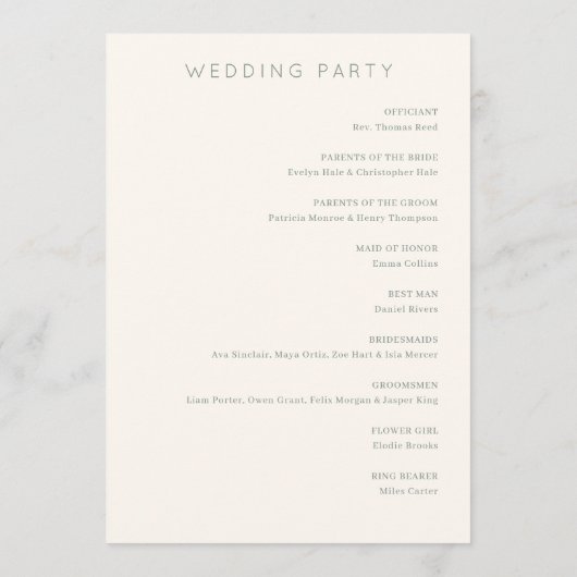 Elegant Wedding Ceremony Program プログラム (裏面)
