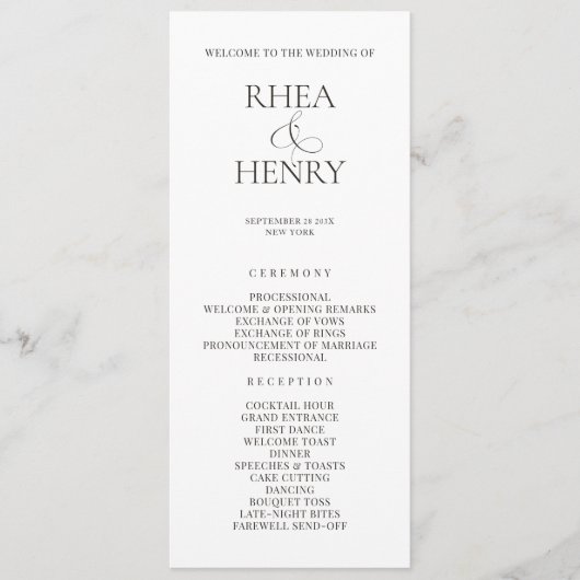 Elegant Wedding Ceremony & Reception Program  プログラム (正面)