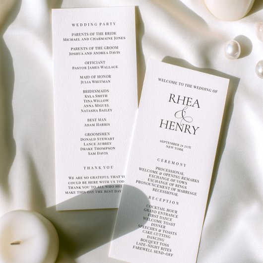 Elegant Wedding Ceremony & Reception Program  プログラム