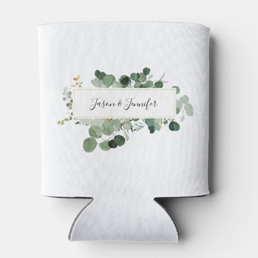 Elegant Wedding Couple Personalized Names with Gre 缶クーラー (裏面)