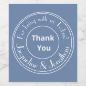 Elegant Wedding Custom Names Thank You Dusty Blue  ワインラベル (シングルラベル)