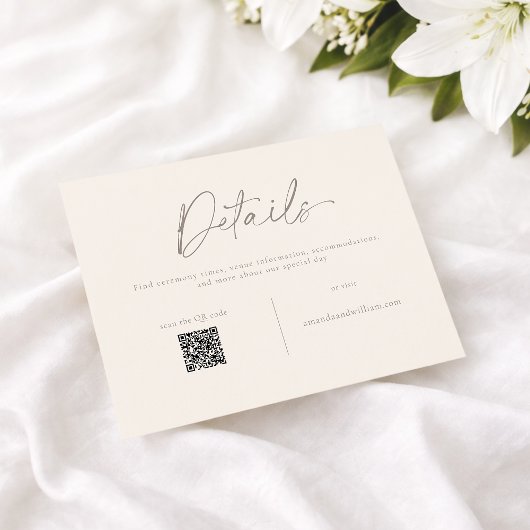 Elegant Wedding Details Card with QR Code 招待状
