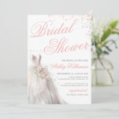 Elegant Wedding Dress Bridal Shower 招待状 (スタンド正面)