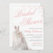 Elegant Wedding Dress Bridal Shower 招待状 (正面/裏面)