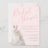 Elegant Wedding Dress Bridal Shower 招待状 (正面)