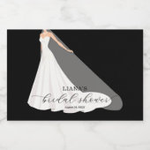 Elegant Wedding Dress Bridal Shower Black Mini スパークリングワインラベル (シングルラベル)