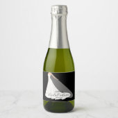 Elegant Wedding Dress Bridal Shower Black Mini スパークリングワインラベル (正面)