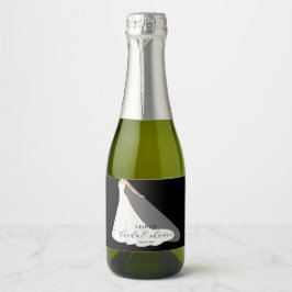 Elegant Wedding Dress Bridal Shower Black Mini スパークリングワインラベル