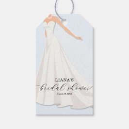 Elegant Wedding Dress Bridal Shower Blue Favor ギフトタグ