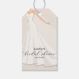 Elegant Wedding Dress Bridal Shower Favor ギフトタグ