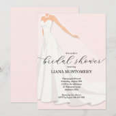 Elegant Wedding Dress Pink Bridal Shower 招待状 (正面/裏面)