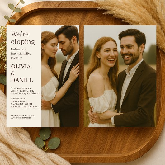 Elegant Wedding Elopement Minimalist Photo  招待状