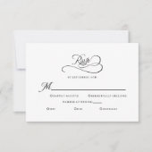 Elegant Wedding Enclosure Black White Calligraphy 出欠カード (正面)