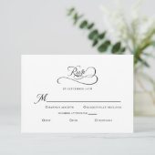 Elegant Wedding Enclosure Black White Calligraphy 出欠カード (スタンド正面)