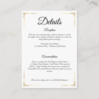 Elegant Wedding Enclosure Card Gold Details Insert エンクロージャーカード