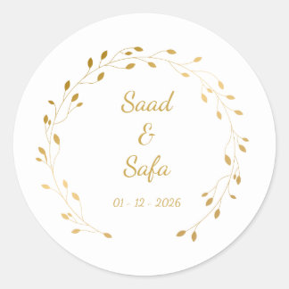 Elegant wedding envelop seal Editable stickers  ラウンドシール