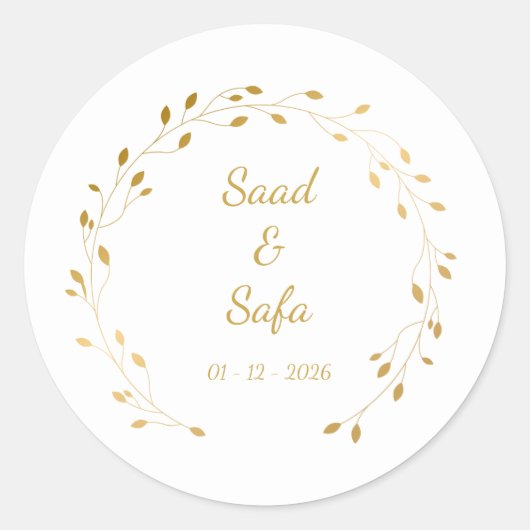 Elegant wedding envelop seal Editable stickers ラウンドシール (正面)