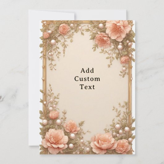 Elegant Wedding Flora Frame With Soft Pink Flowers 招待状 (裏面)