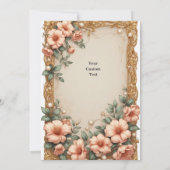 Elegant Wedding Flora Frame With Soft Pink Flowers 招待状 (裏面)