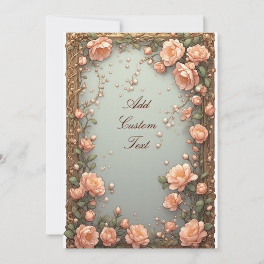 Elegant Wedding Flora Frame With Soft Pink Flowers 招待状 (裏面)