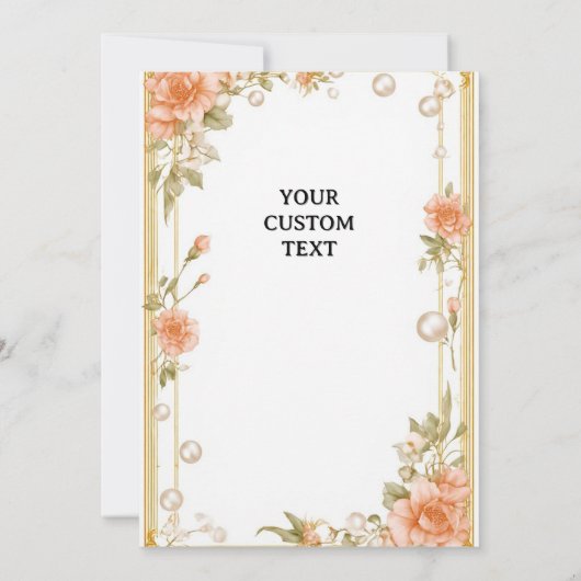 Elegant Wedding Flora Frame With Soft Pink Flowers 招待状 (裏面)