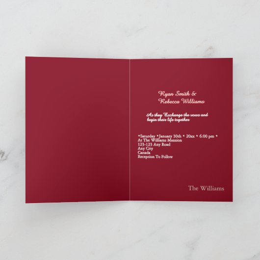 Elegant Wedding Folded Invitation カード (内部)