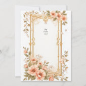 Elegant Wedding Gold Frame With Soft Pink Flowers 招待状 (裏面)