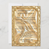 Elegant Wedding Golden Swans Rings Gold Diamonds 招待状 (裏面)