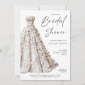 Elegant Wedding Gown Bridal Shower Invitation 招待状 (正面)