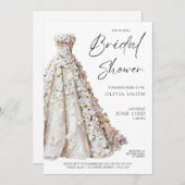Elegant Wedding Gown Bridal Shower Invitation 招待状 (正面/裏面)