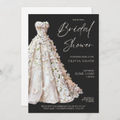 Elegant Wedding Gown Bridal Shower Invitation  招待状 (正面/裏面)