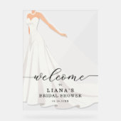 Elegant Wedding Gown Bridal Shower Welcome アクリルサイン (正面)