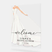 Elegant Wedding Gown Bridal Shower Welcome アクリルサイン (傾斜)
