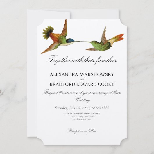 Elegant Wedding Hummingbird  wedding invitation 招待状 (正面)