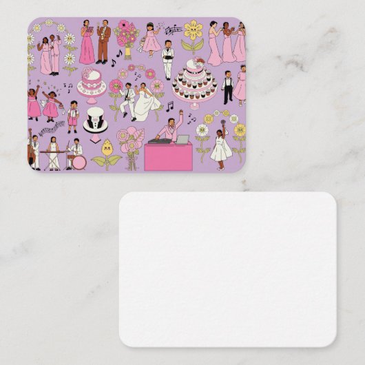 Elegant Wedding Illustration Business Card – Pink  名刺 (正面/裏面)