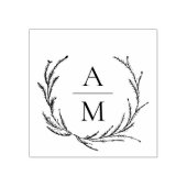 Elegant Wedding Initials Botanical Wreath ラバースタンプ (インプリント)