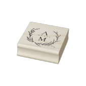 Elegant Wedding Initials Botanical Wreath ラバースタンプ (スタンプ)