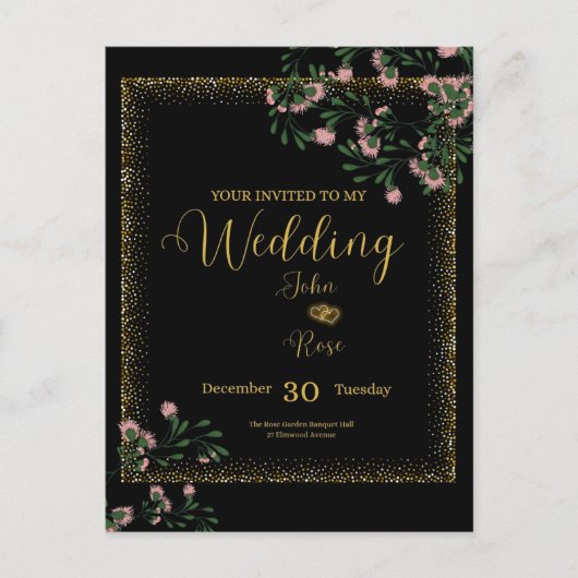 Elegant Wedding Invitation インビテーションポストカード (正面)